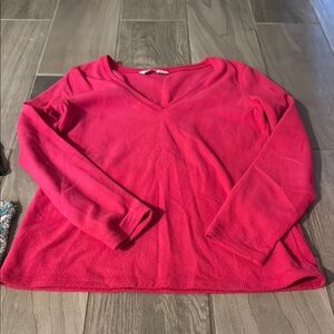 Vibrant Pink V-Neck Long Sleeve Top